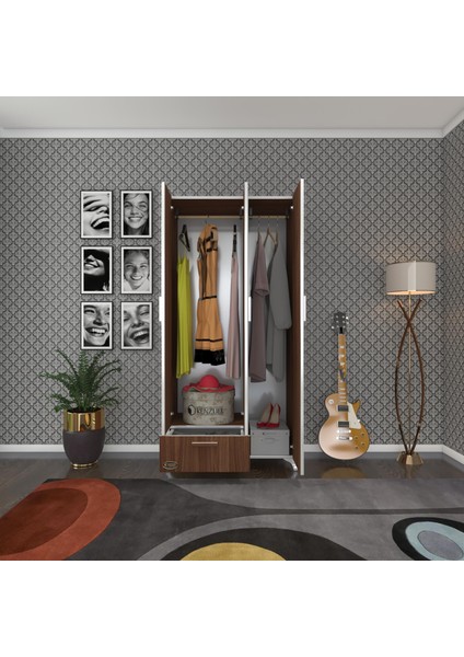 Kenzlife gardırop 3 kapaklı kapılı çekmeceli yasemin 168*80*42 cvz ayaklı gardolap dolap