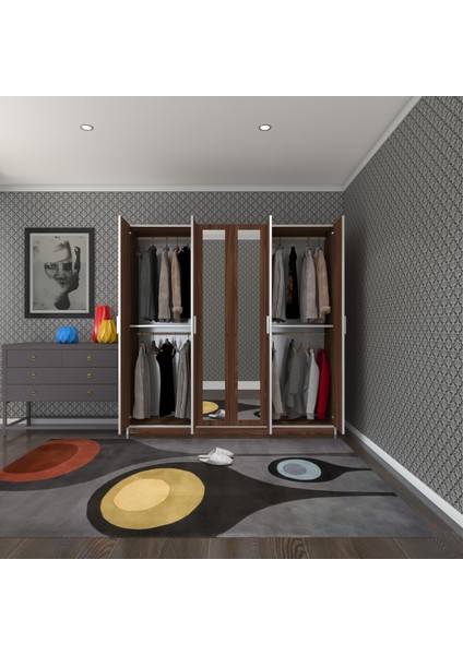 Kenzlife gardırop 6 kapaklı kapılı anemon 180*180*42 cvz aynalı gardolap dolap