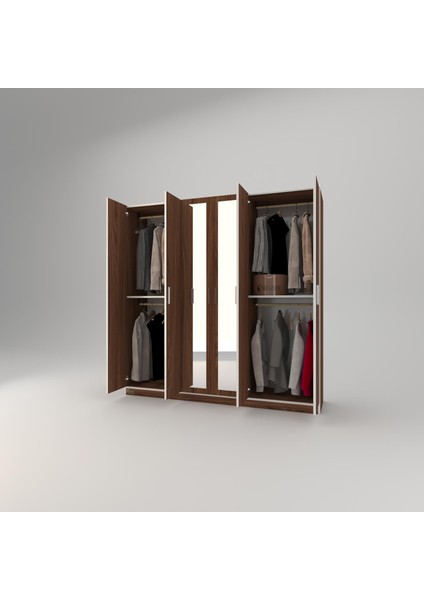 Kenzlife gardırop 6 kapaklı kapılı anemon 180*180*42 cvz aynalı gardolap dolap fiyatları