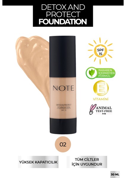 Detox & Protect Fondöten Canlandırıcı Etki 02 Natural Beige