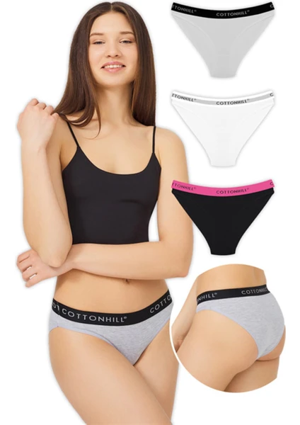 Pamuklu Basic Kadın Bikini Külot 3'lü Paket - 4