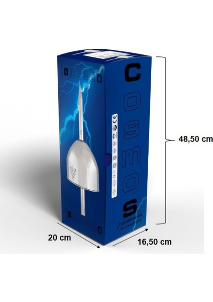 Aktif Paratoner Cosmos® Eselc 194 mt Koruma Alanı