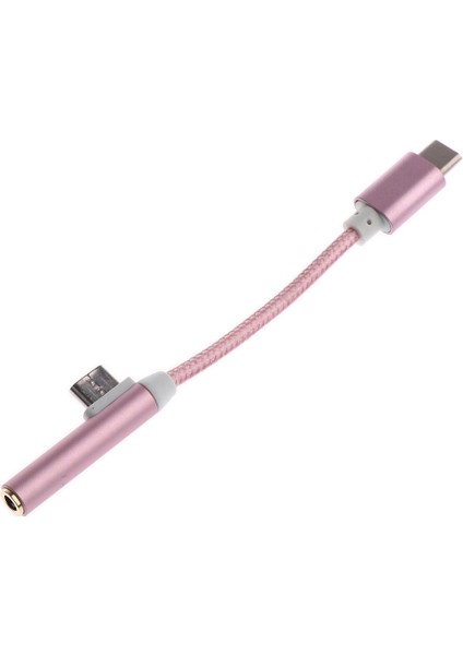 Type-C Ila 3,5 mm Kulaklık Ses Usb-C Şarjlı Ayırıcı Adaptör Gül Altın (Yurt Dışından)