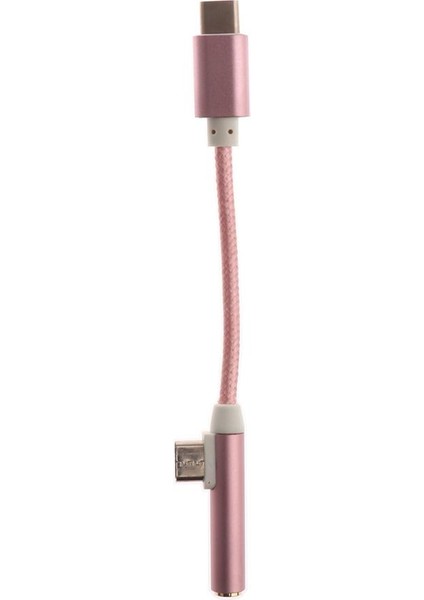 Type-C Ila 3,5 mm Kulaklık Ses Usb-C Şarjlı Ayırıcı Adaptör Gül Altın (Yurt Dışından)