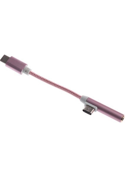 Type-C Ila 3,5 mm Kulaklık Ses Usb-C Şarjlı Ayırıcı Adaptör Gül Altın (Yurt Dışından)