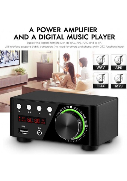 Güçlü Mini 100W Bluetooth 5.0 Güç Amplifikatörü 2.0 Kanal Siyah (Yurt Dışından)