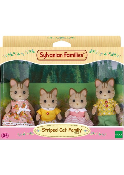 Çizgili Kedi Ailesi 5180 Eğlenceli Tasarım 4 Parça 2 - 4 Yaş Kız Çocuklar İçin