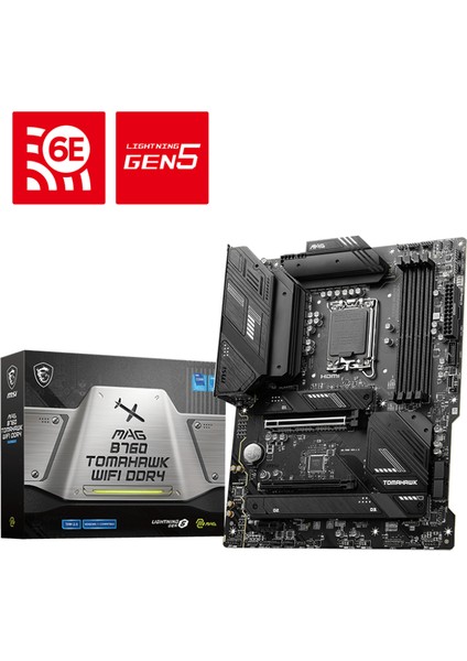 MB MAG B760 TOMAHAWK WIFI DDR4 SOKET 1700 DDR4 5400 PCI-E Gen 4 3X M.2 USB3.2 1x 2.5G LAN WI-FI 6 ATX Anakart