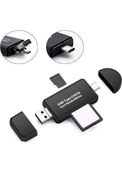 Standart USB Erkek (Siyah) ile USB 2.0 Adaptör/ Kart Okuyucu Mikro USB Otg (Yurt Dışından)