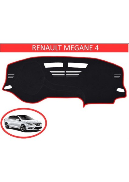 Renault Megane 4 Modellerine Uygun Torpido Koruma Halısı Siyah Kenar Renk Kırmızı