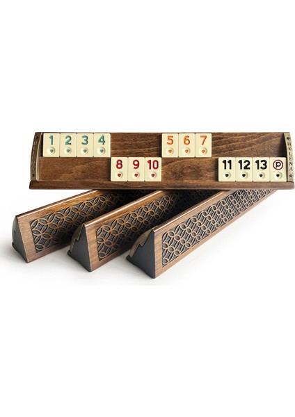 Vıp Oymalı Masif Ahşap Okey Takımı Begonya