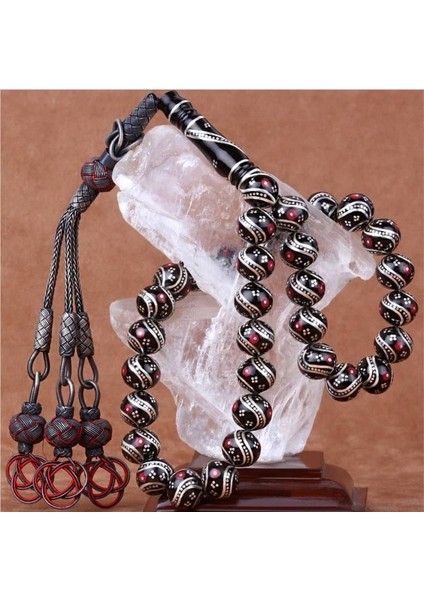 Çeşmi Bülbül Işlemeli Kazaz Püsküllü Erzurum Oltu Taşı Tesbih