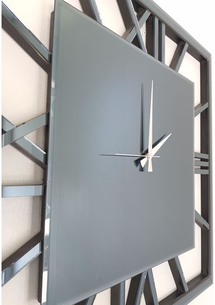 Time Smoked Model Füme Renk 70 Cm x 70 Cm Dekoratif Aynalı Duvar Saati