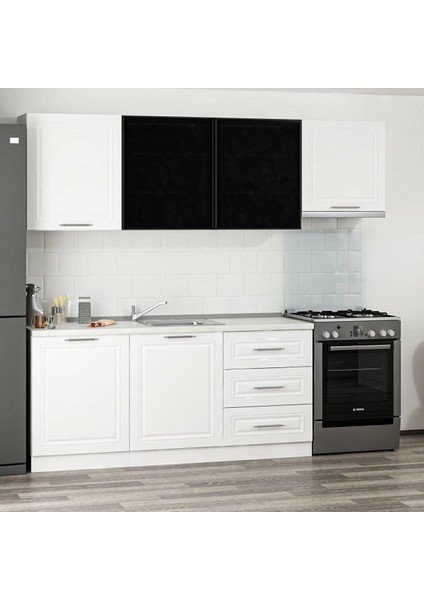 240 cm Mebran C + Alm. Füme Cam Mutfak Dolabı Beyaz 240-MCACB2 modelleri