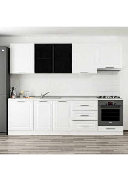 270 cm Mebran C + Alm. Füme Cam Mutfak Dolabı Beyaz 270-MCACB1 fiyatları
