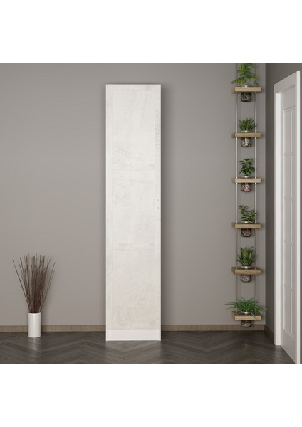 Kale 210 cm 1 Kapaklı 1b Raf Portmanto Beyaz Eskitme Beyaz