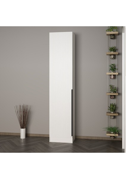 Kale 210 cm 1 Kapaklı 1b Raf Portmanto Beyaz Mebran Çizgili Beyaz modelleri