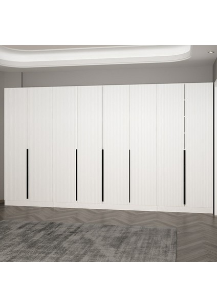 Kale 210 cm 8 Kapaklı 6b Raf Portmanto Beyaz Mebran Çizgili Beyaz modelleri