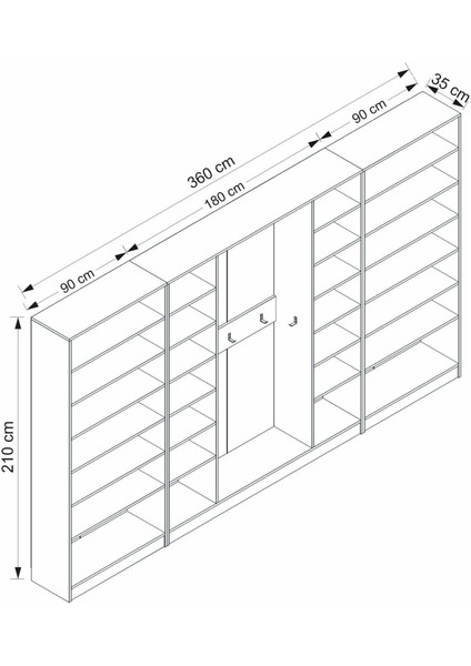 Kale 210 cm 8 Kapaklı 6b Raf Portmanto Beyaz Mebran Çizgili Beyaz indirimleri