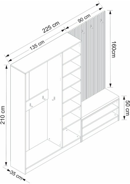 Kale Dekor Panel 3 Kapaklı 1b Raf Portmanto + Ayakkabılık Minderli Beyaz Mebran Ilkbahar Beyaz indirimleri
