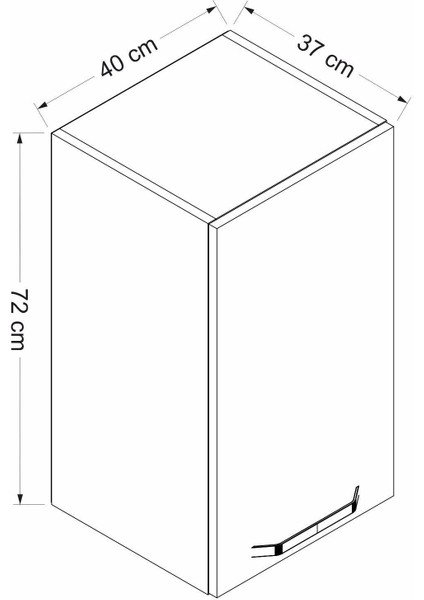Mutfak Modül Üst 1DK2R 40CM Dolap Byz Aliminyum Füme Cam