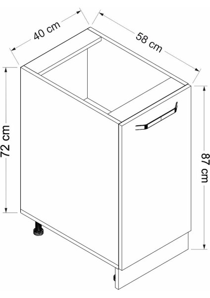 Mutfak Modül Alt 1K1R 40CM Dolap Byz Mebran C Byz indirimleri