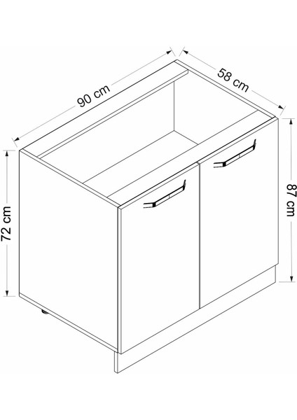 Mutfak Modül Alt 2K1R 90CM Dolap Byz Mebran C Byz indirimleri