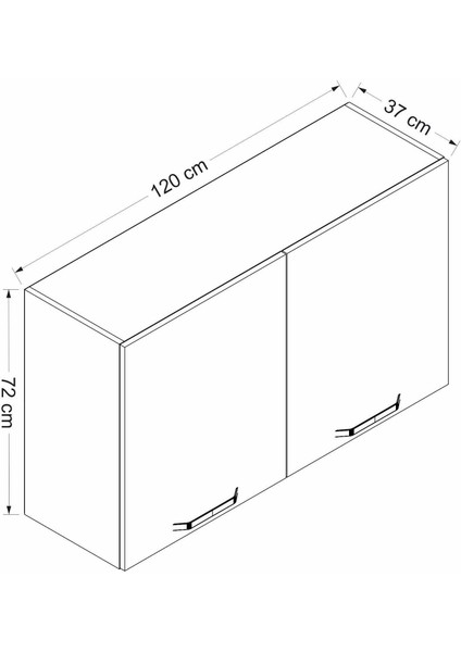 Mutfak Modül Üst 2DK1R 120CM Dolap Byz Cam Mebran C Byz