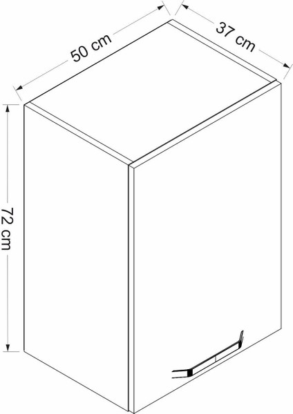 Mutfak Modül Üst 1DK2R 50CM Dolap Byz Aliminyum Füme Cam