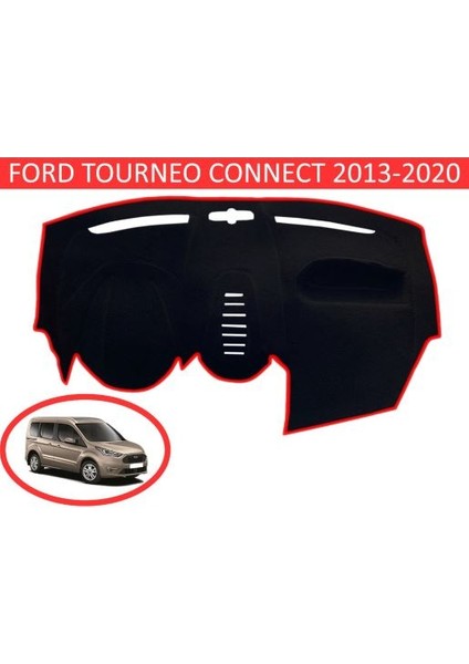 2013-2020 Modellerine Uygun Ford Connect Torpido Koruma Halısı Siyah Kenar Renk Kırmızı