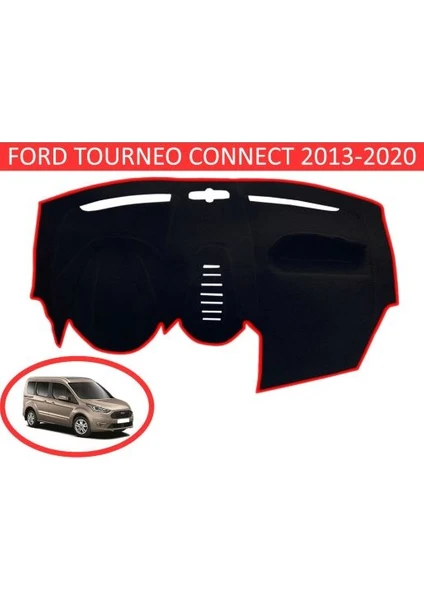 Lee Willson 2013-2020 Modellerine Uygun Ford Connect Torpido Koruma Halısı Siyah Kenar Renk Kırmızı