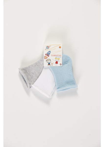 Baby Socks 3'lü Paket Bebek Renkli Pamuklu Lastiksiz Dikişsiz Soket Çorap