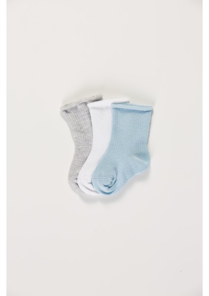 Baby Socks 3'lü Paket Bebek Renkli Pamuklu Lastiksiz Dikişsiz Soket Çorap