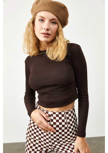 Kahverengi Zincir Detaylı Kaşkorse Bluz 2KXK2-45721-18 fırsatları