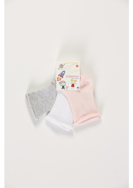Baby Socks 3'lü Paket Bebek Renkli Pamuklu Lastiksiz Dikişsiz Soket Çorap