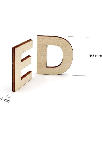 Ahşap Harfler-1 41 Adet Ahşap Harf Alfabe Seti -0455