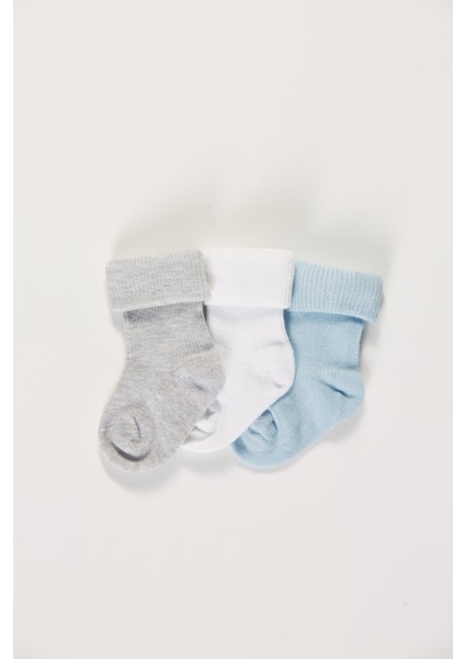 Baby Socks 3'lü Paket Bebek Renkli Pamuklu Dikişsiz Kıvırmalı Soket Çorap