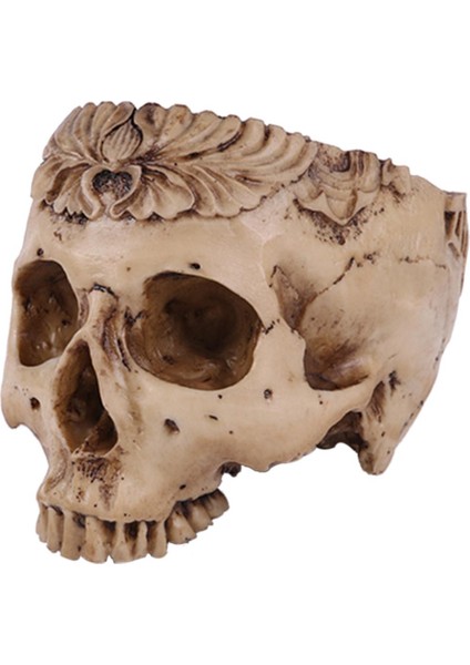 Reçine Oyma Kafatası Model Bitki Pot Meyvesi Ev Cadılar Bayramı Dekor Süsleri BEYAZ-1.5X5X14.5CM