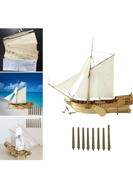 1/80 Ölçekli Ahşap Yelkenli Modeli Monte Edilmemiş 8pcs Bronz 8pcs Bronz fırsatları