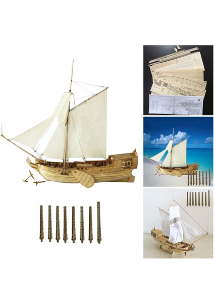 1/80 Ölçekli Ahşap Yelkenli Modeli Monte Edilmemiş 8pcs Bronz 8pcs Bronz indirimleri