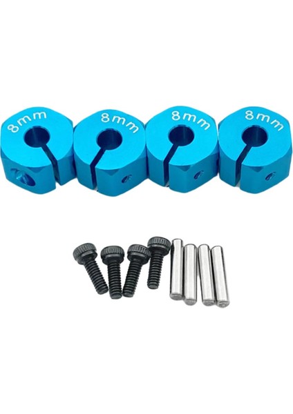 4pcs Rc Araba Altıgen Tekerleği Hubs SCX10 Için Yükseltme Parçaları CC01 Rc Araba Aksesuarları 8mm Mavi (Yurt Dışından)