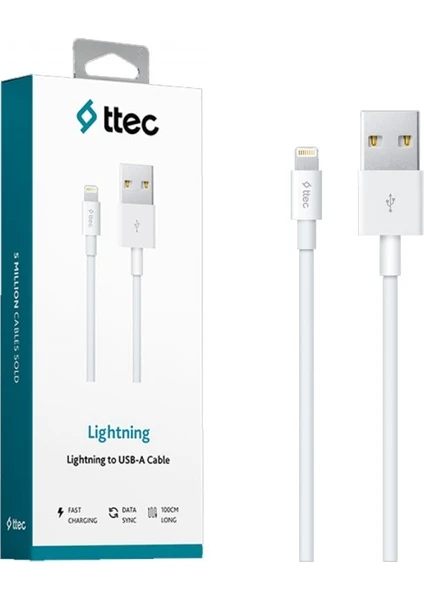 Lightning 2A USB 1m iPhone Kopmaz Hızlı Şarj ve Senkronizasyon Data Kablosu