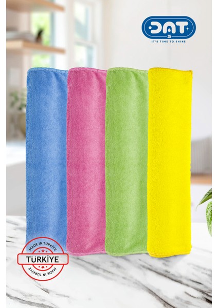 4'lü 40X40 cm Microfiber Bez Süper Emici Kurulama Mutfak Tezgah Dolap Yüzey Temizleme Bezi Seti