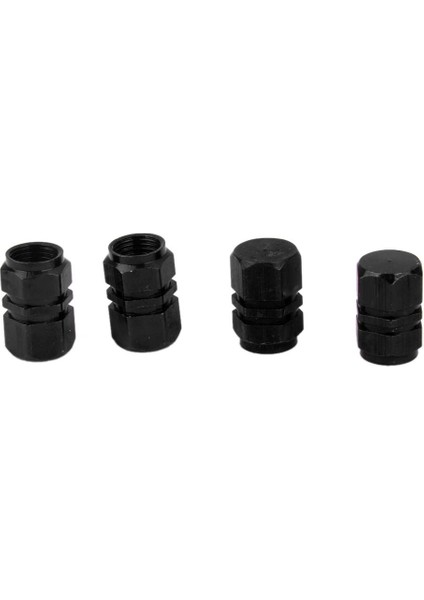 4x Siyah Metal Vidalı Araba Kamyonu Otomatik Lastik Hava Valfi Kök Kapakları Tekerlek Jantlar Siyah 9mm