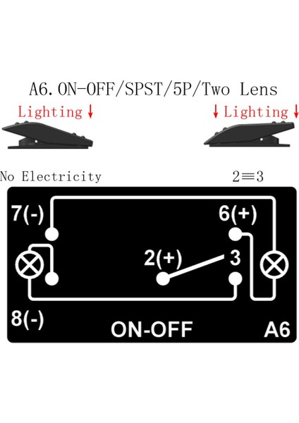 5pins Su Geçirmez 12V 24V LED Arka Işık Rocker Geçişinde Teknede