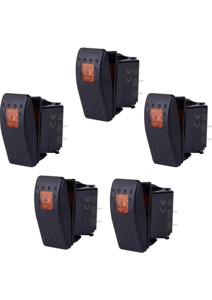 5 x Su Geçirmez 12V 20A Bar Rocker Geçiş Anahtarı LED Turuncu Işık(Yurt Dışından)