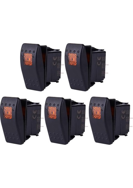 5 x Su Geçirmez 12V 20A Bar Rocker Geçiş Anahtarı LED Turuncu Işık(Yurt Dışından)