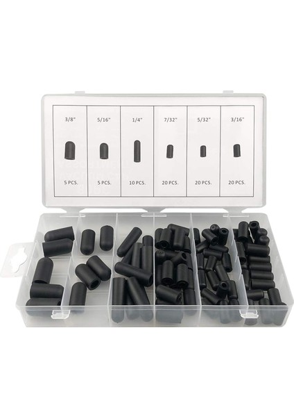 80PCS Siyah Kauçuk Vakum Kapak Çiftlik /32 "ila 3/8" 6 Boyutlar fırsatları