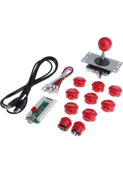 Bilgisayar Rocker Arcade Aksesuarları Arcade Dıy Kit Arcade Joystick 10X Düğme Kırmızı (Yurt Dışından)
