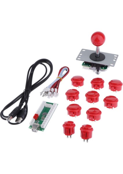 Bilgisayar Rocker Arcade Aksesuarları Arcade Dıy Kit Arcade Joystick 10X Düğme Kırmızı (Yurt Dışından)